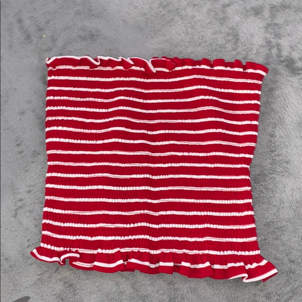 White and red striped tube top